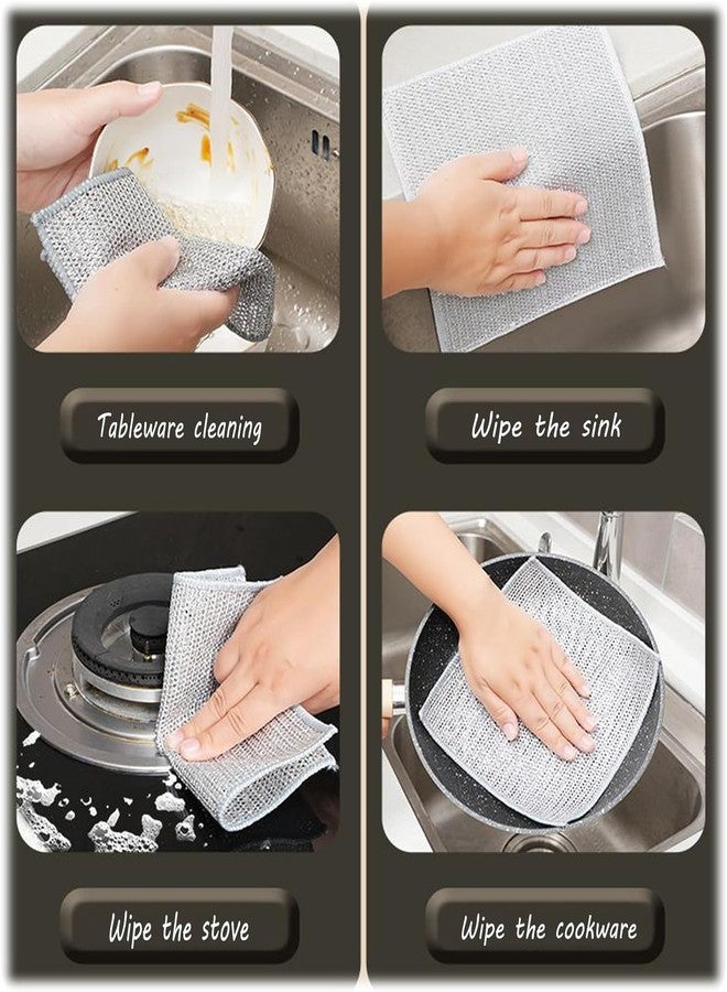 EMPOISON Multipurpose Wire Dishwashing Rags for Wet and Dry Cleaner Dish Cloths Stainless Steel Scourers Cleaners Reusable Kitchen Scourer Cloth (5) - Image 2
